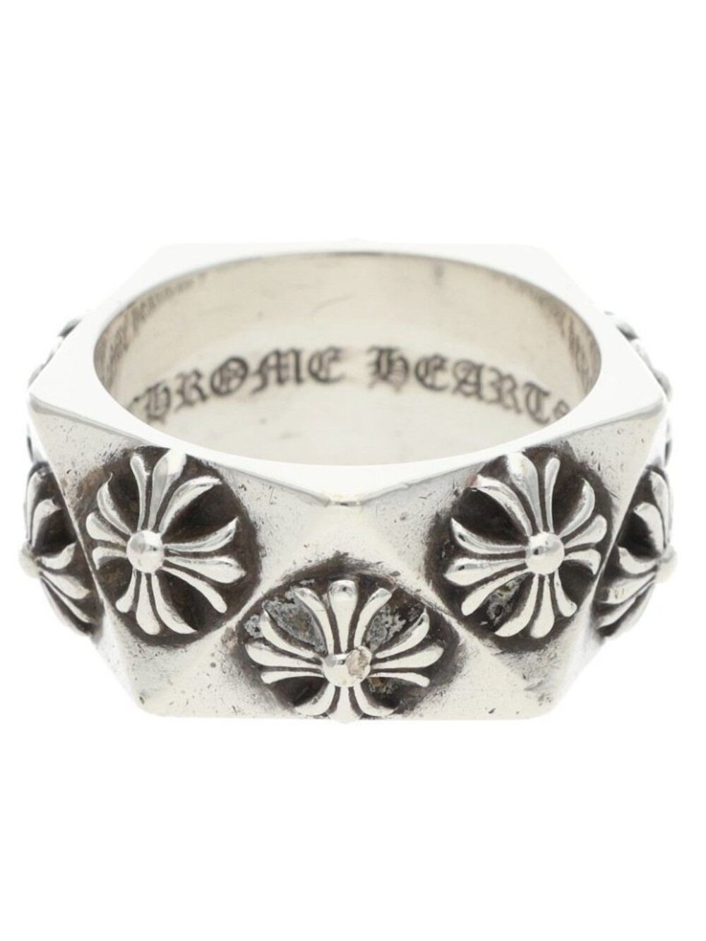 Chrome Hearts Pentagon CH Plus Silver Ring